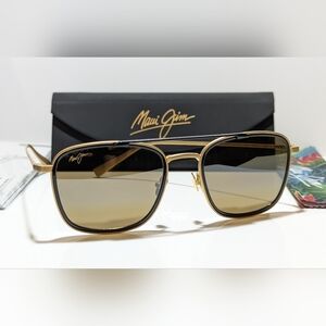 New Maui Jim Following Seas Gold Black Polarized HCL Bronze Sunglasses H555-16M